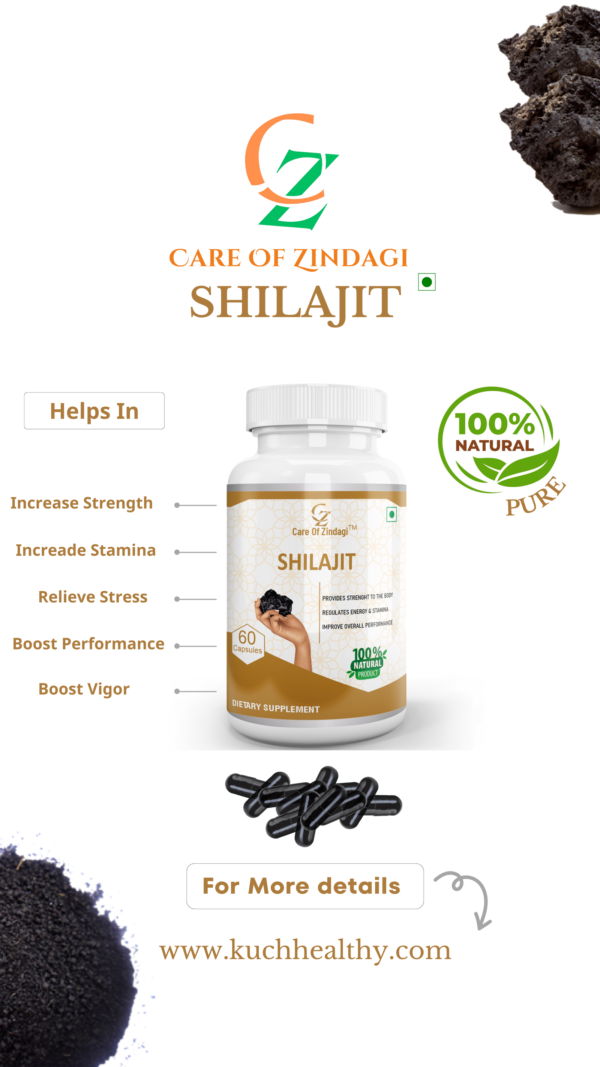 Care Of Zindagi Pure Shilajit Capsule - 420mg For Strength, Stamina, Energy & Overall Performance - 60 Capsules - Image 2