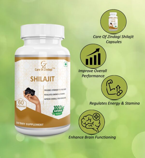 Care Of Zindagi Pure Shilajit Capsule - 420mg For Strength, Stamina, Energy & Overall Performance - 60 Capsules - Image 4